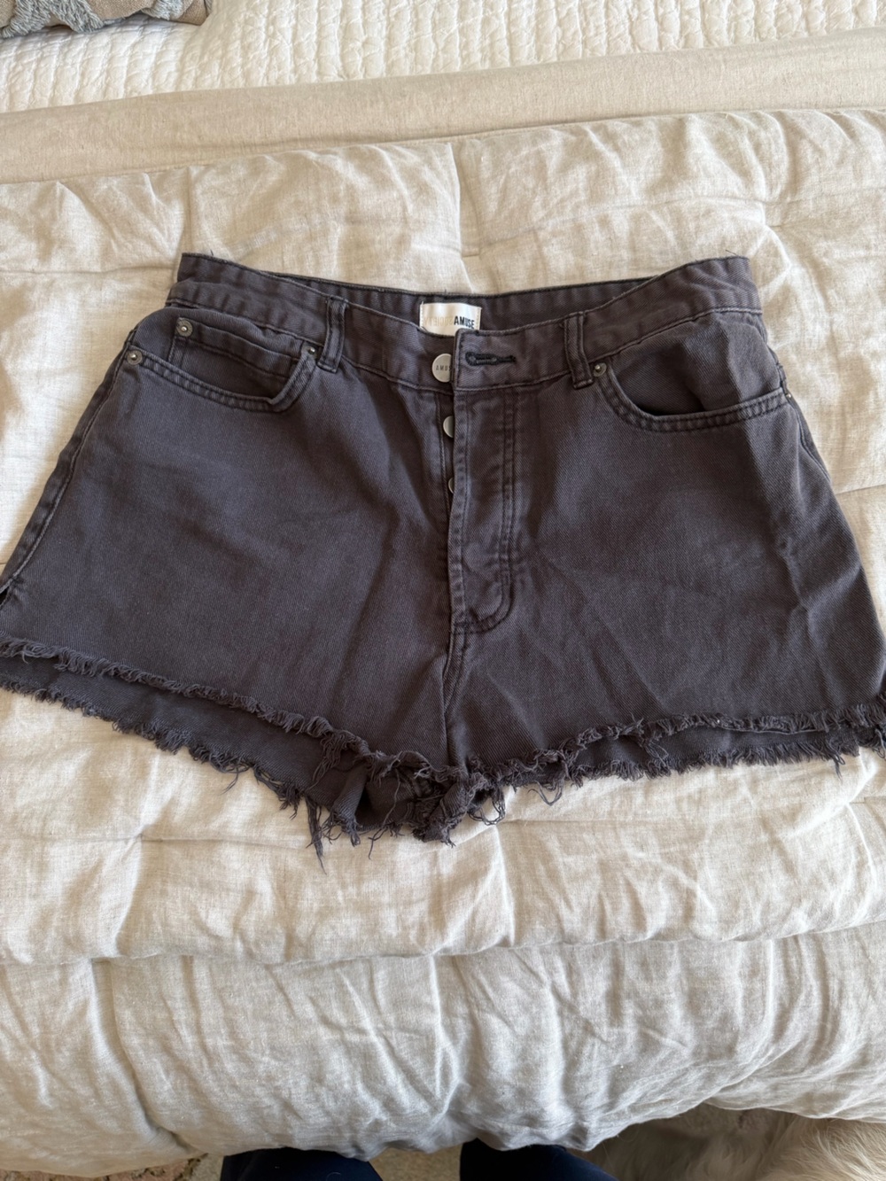 Amuse Society Black Frayed Hem Denim Shorts